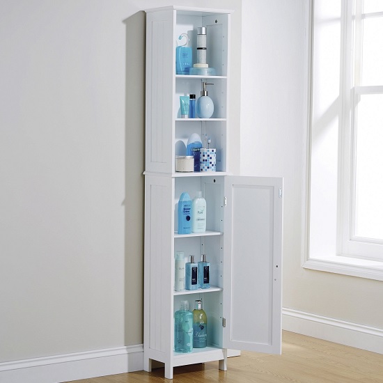 Catford Wooden Storage Cupboard Tall In White With 1 Door Furniture