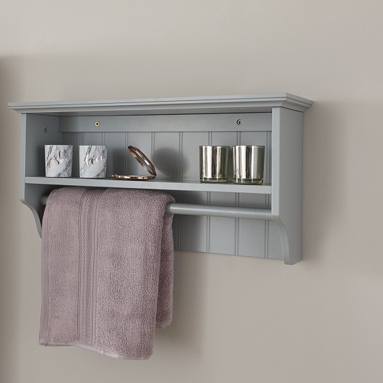 Catford Wooden Wall Mounted Display Shelf In Grey