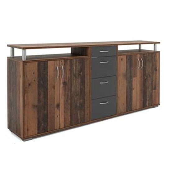 Maximo Wooden Sideboard In Old Style And Anthracite_2