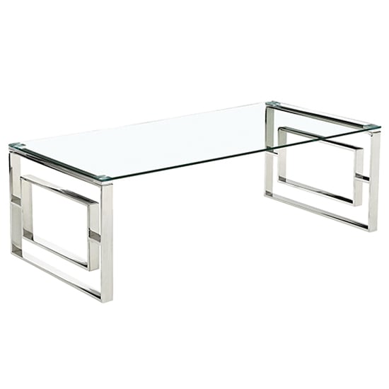 Product photograph of Maxon Clear Glass Coffee Table With Silver Metal Frame from Furniture in Fashion