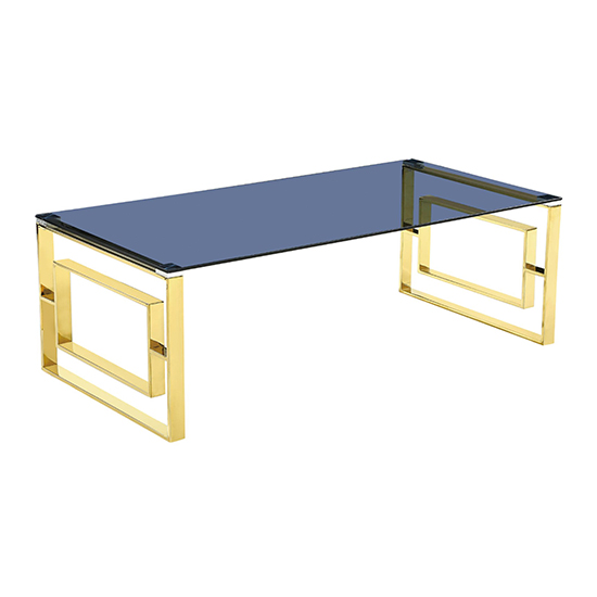 Product photograph of Maxon Grey Glass Coffee Table With Gold Stainless Steel Frame from Furniture in Fashion