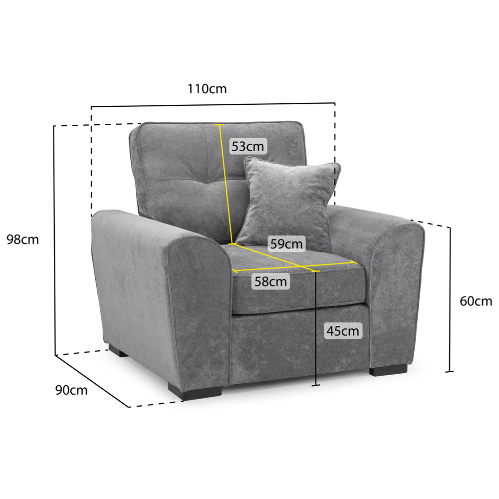 Maxton Fabric 1 Seater Sofa In Grey