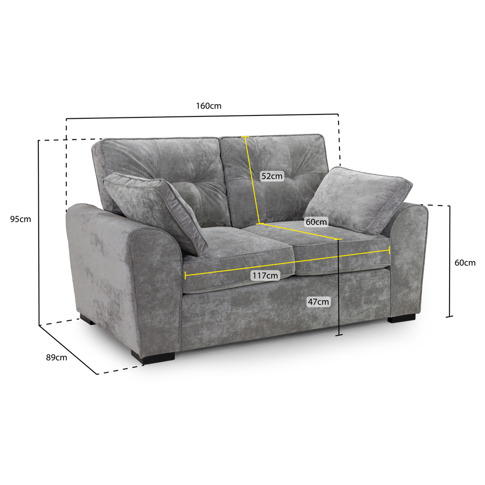Maxton Fabric 2 Seater Sofa In Grey