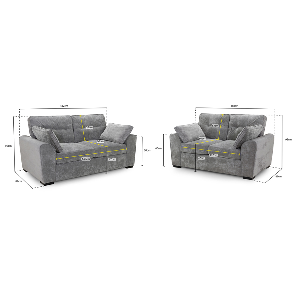 Maxton Fabric 3+2 Seater Sofa Set In Grey