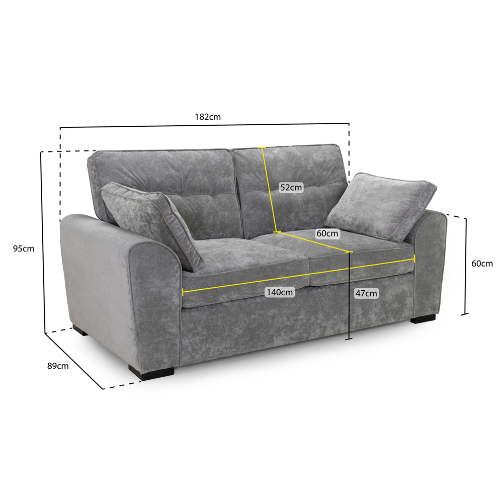 Maxton Fabric 3 Seater Sofa In Grey