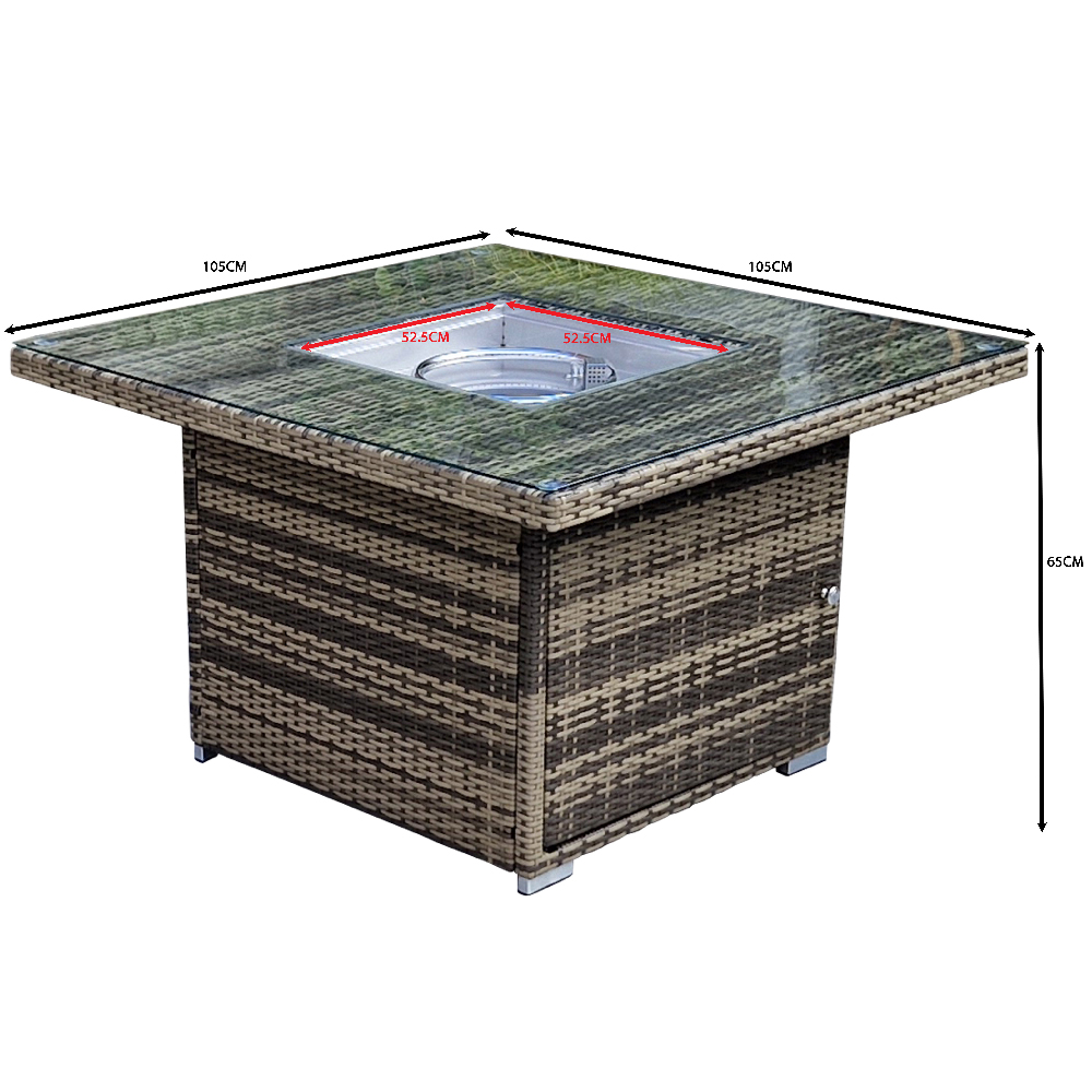 Maxton Rattan Garden Firepit Dining Table In Grey