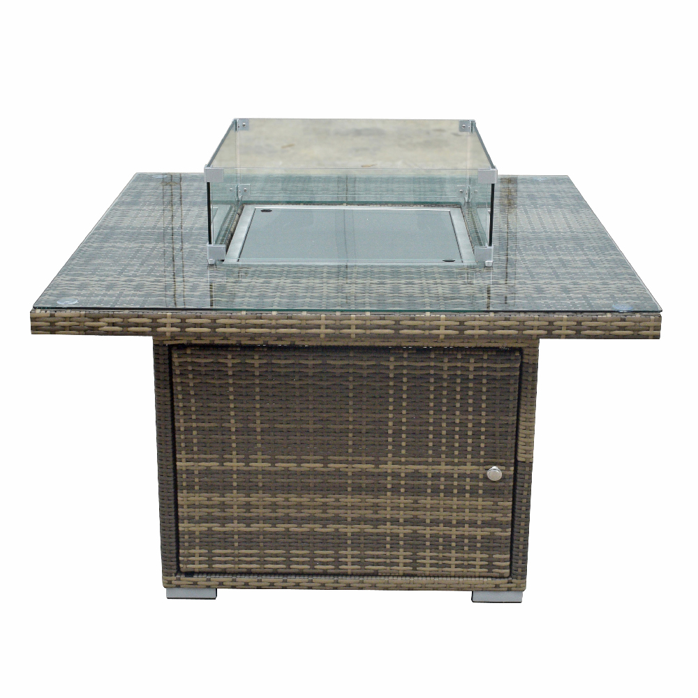 Maxton Rattan Garden Firepit Dining Table In Natural Brown