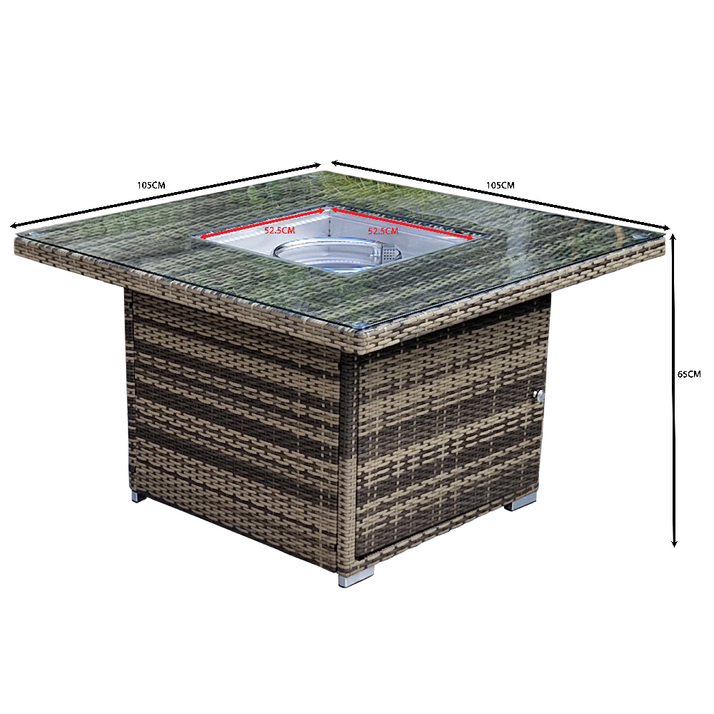 Maxton Rattan Garden Firepit Dining Table In Natural Brown