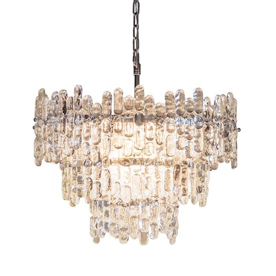 Product photograph of Maya Ice Crystals 9 Lights Ceiling Pendant Light In Chrome from Furniture in Fashion