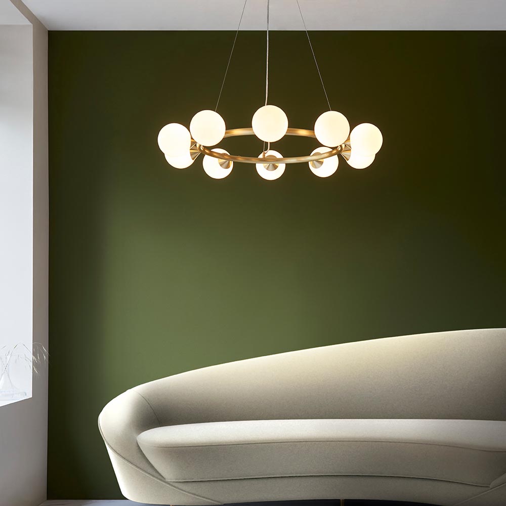 Mayetta 10 Light Glass Pendant Ceiling Light In Satin Brushed Gold