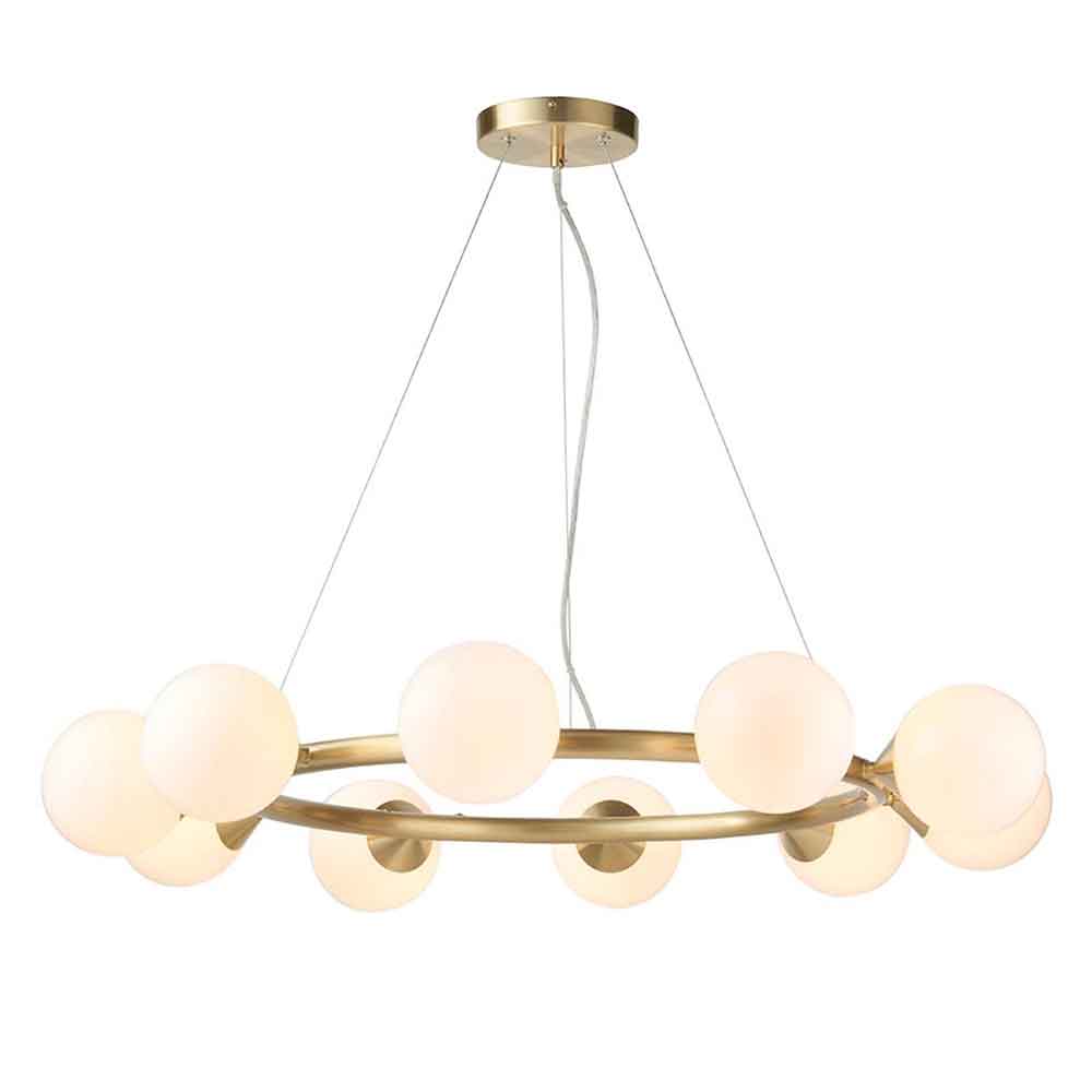Mayetta 10 Light Glass Pendant Ceiling Light In Satin Brushed Gold