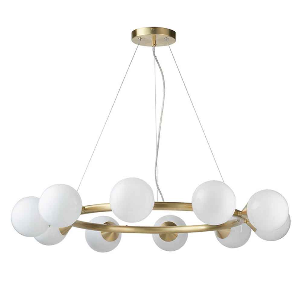 Mayetta 10 Light Glass Pendant Ceiling Light In Satin Brushed Gold