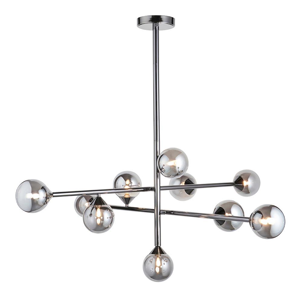 Mayetta 10 Smoked Mirror Glass Pendant Ceiling Light In Chrome