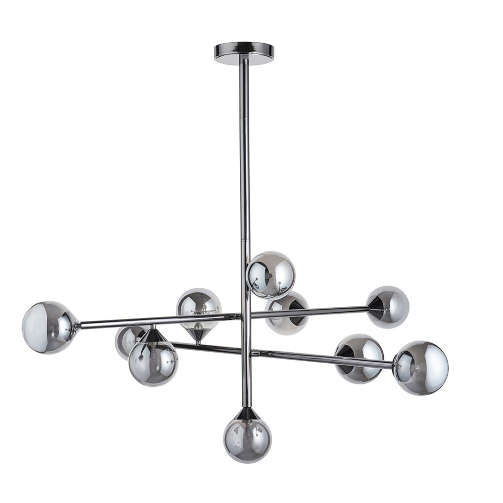Mayetta 10 Smoked Mirror Glass Pendant Ceiling Light In Chrome