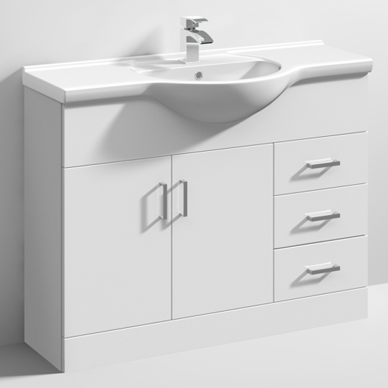 Photo of Mayetta 105cm floor vanity unit with round basin in gloss white