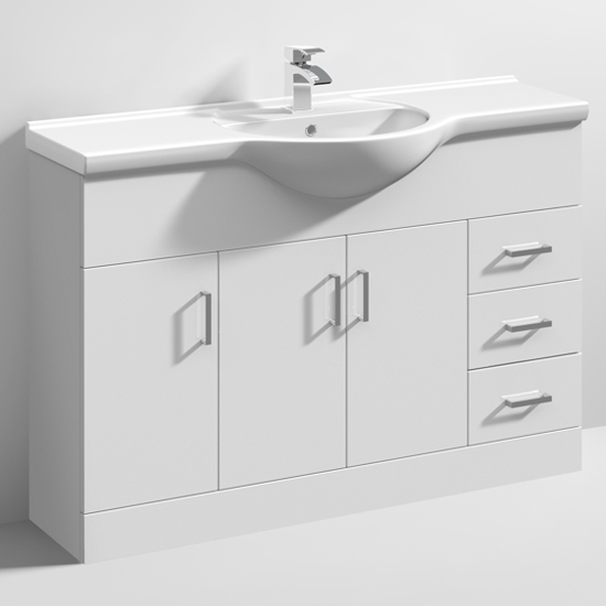 Photo of Mayetta 120cm floor vanity unit with round basin in gloss white