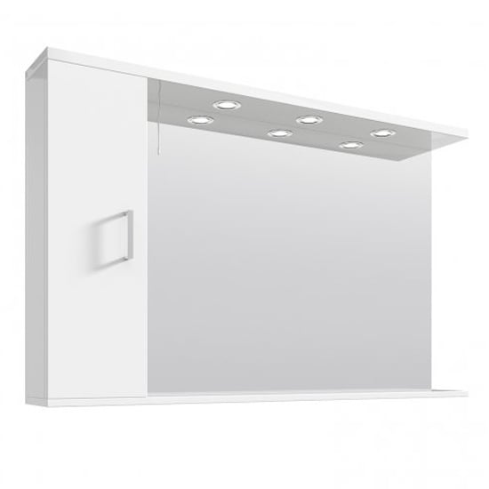 Mayetta 125cm Bathroom Mirrored Cabinet In Gloss White_2