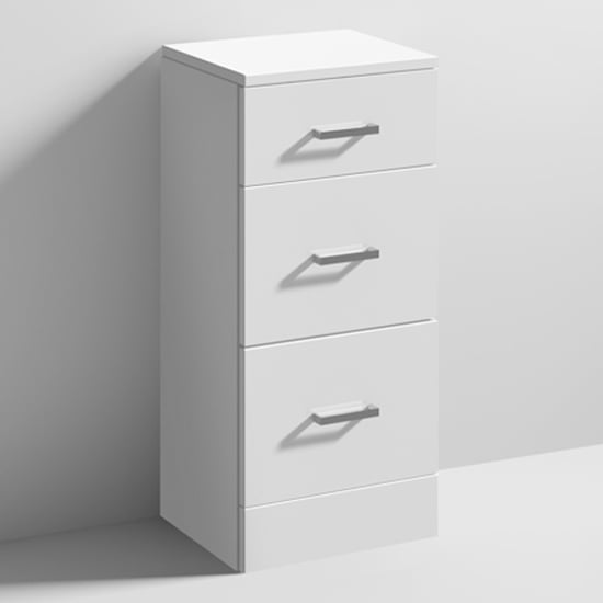 Mayetta 30cm Bathroom 3 Drawer Unit In Gloss White