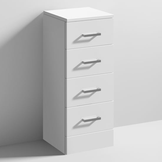 Mayetta 30cm Bathroom 4 Drawer Unit In Gloss White