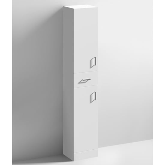 Photo of Mayetta 30cm bathroom floor standing tall unit in gloss white