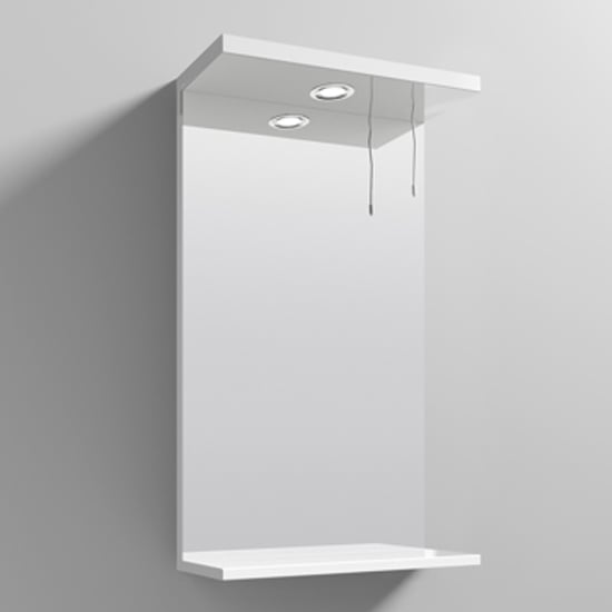 Read more about Mayetta 45cm bathroom mirror in gloss white frame with led