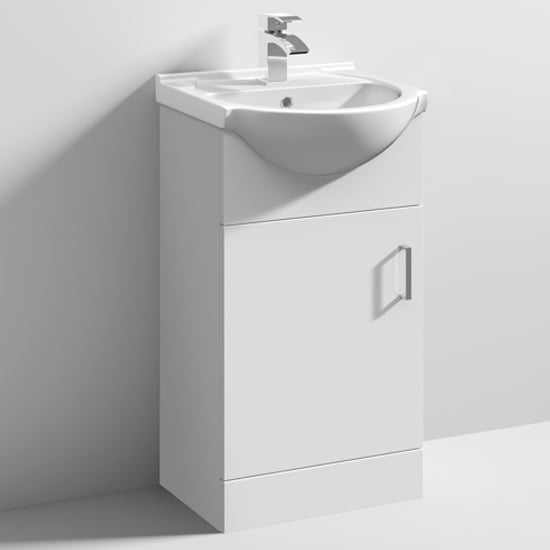 Product photograph of Mayetta 45cm Floor Vanity Unit With Round Basin In Gloss White from Furniture in Fashion