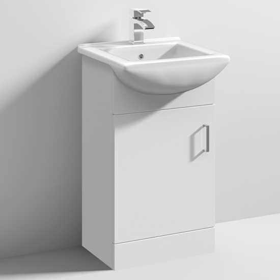 Photo of Mayetta 45cm floor vanity unit with square basin in gloss white