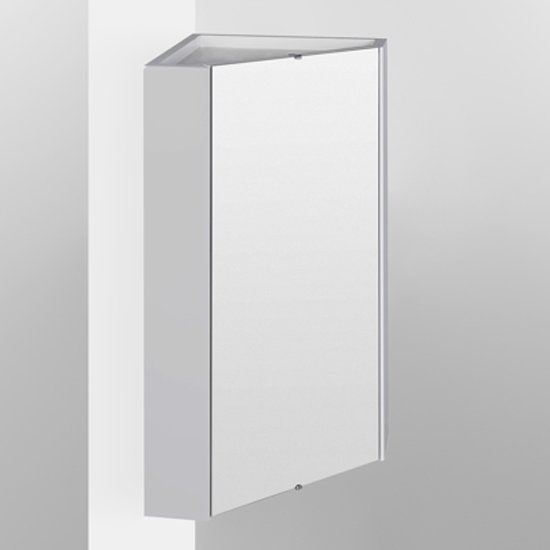 Photo of Mayetta 46cm corner bathroom mirrored cabinet in gloss white