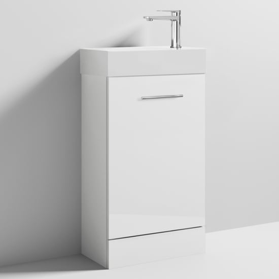 Photo of Mayetta 48cm floor vanity unit with square basin in gloss white