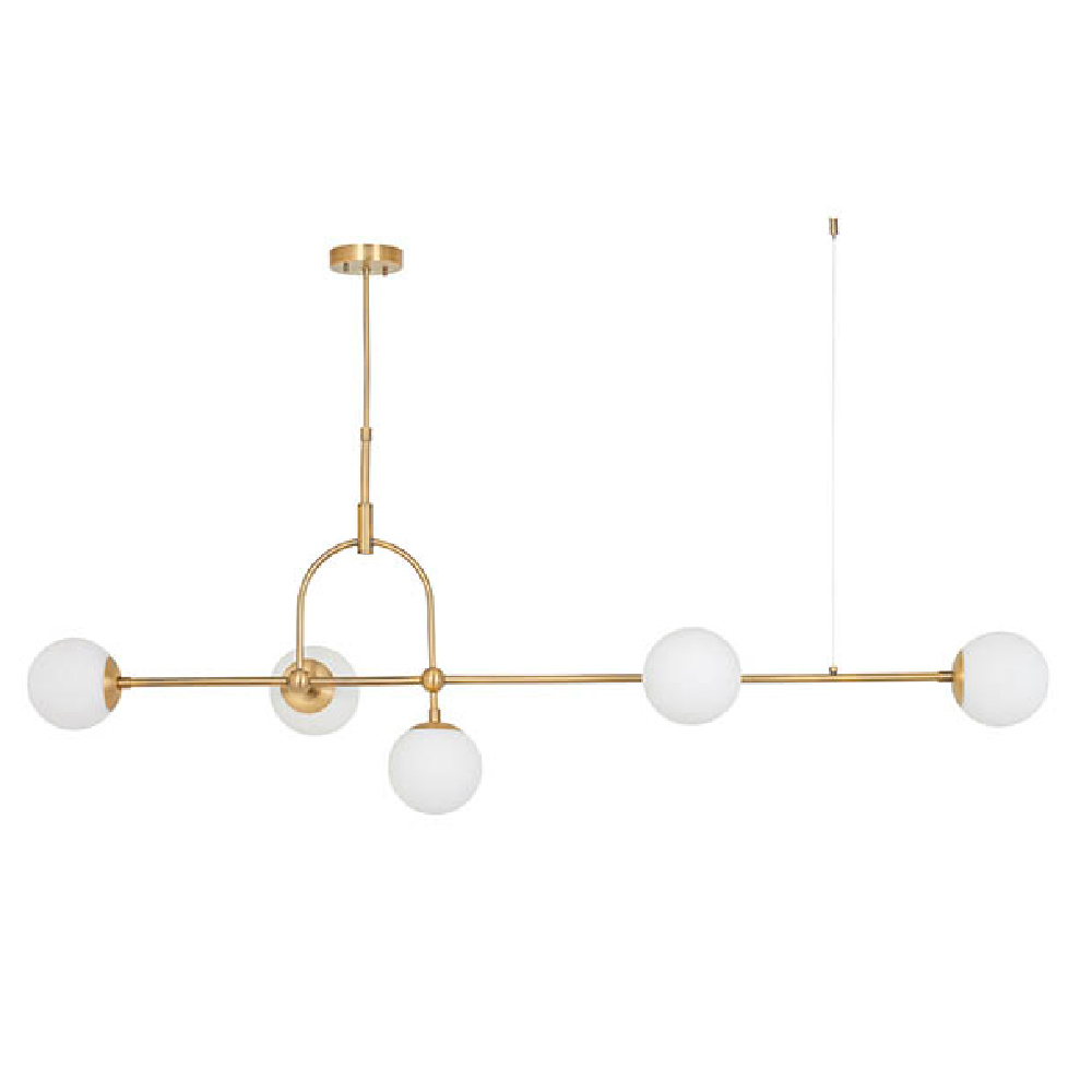 Mayetta 5 Opal Glass Pendant Ceiling Light In Antique Brass