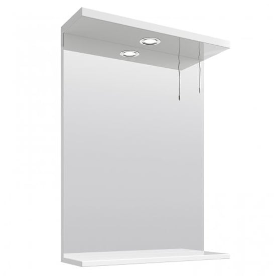 Mayetta 55cm Bathroom Mirror In Gloss White Frame With LED_2