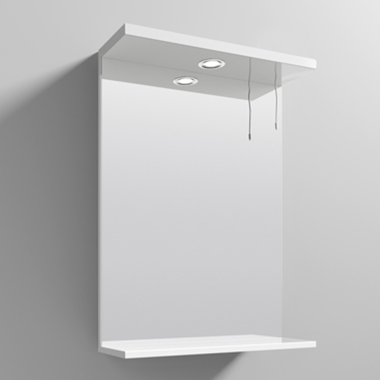 Read more about Mayetta 55cm bathroom mirror in gloss white frame with led