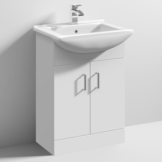 Product photograph of Mayetta 55cm Floor Vanity Unit With Square Basin In Gloss White from Furniture in Fashion