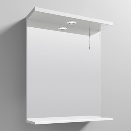 Photo of Mayetta 65cm bathroom mirror in gloss white frame with led