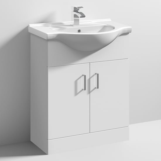Premier 650mm Rigid High Gloss White Bathroom Vanity Unit Basin Sink Storage Cabinet Furniture 