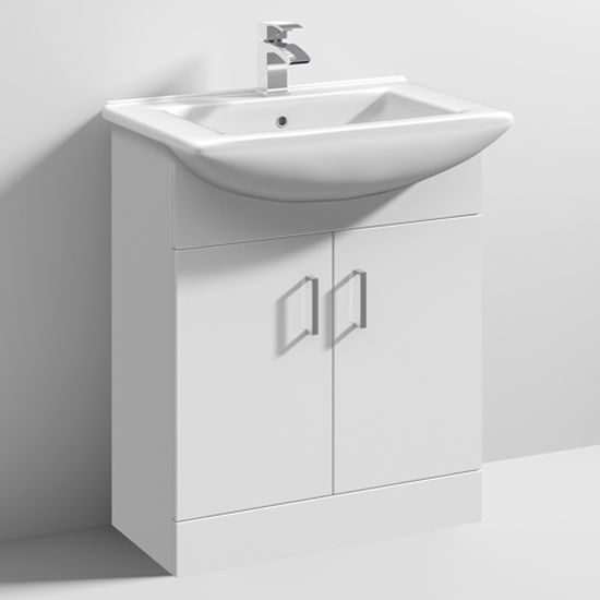 Read more about Mayetta 65cm floor vanity unit with square basin in gloss white