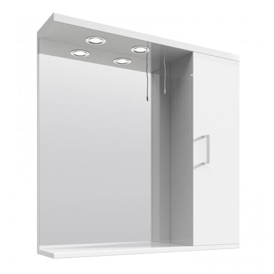 Mayetta 75cm Bathroom Mirrored Cabinet In Gloss White_2