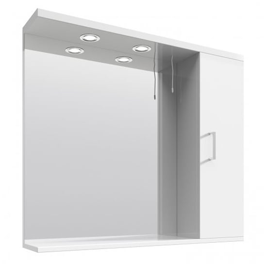 Mayetta 85cm Bathroom Mirrored Cabinet In Gloss White_2