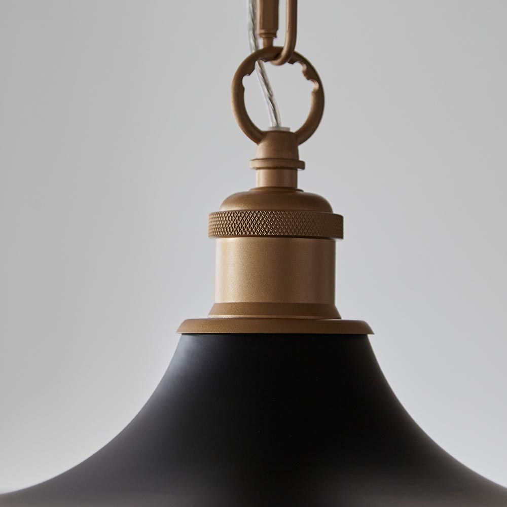 Mayetta Matt Black Metal Pendant Ceiling Light In Satin Gold