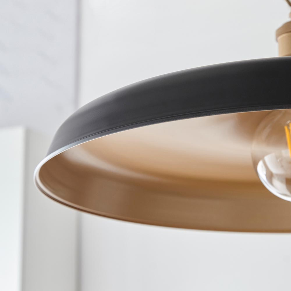 Mayetta Matt Black Metal Pendant Ceiling Light In Satin Gold