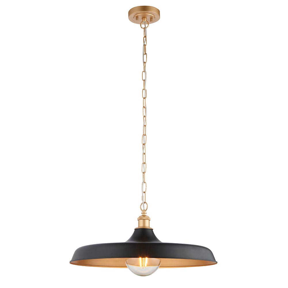 Mayetta Matt Black Metal Pendant Ceiling Light In Satin Gold