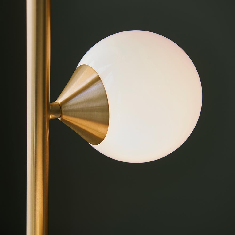 Mayetta Opal Glass Floor Lamp In Satin Brushed Gold