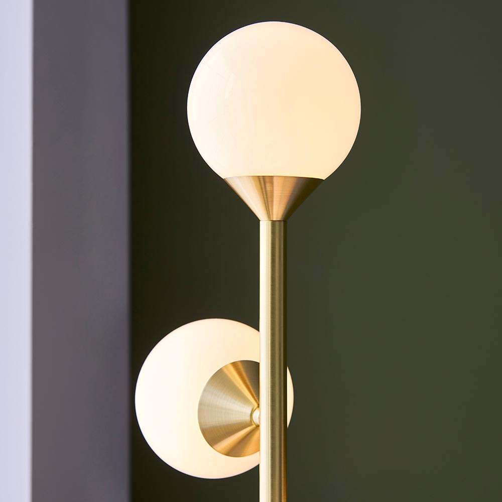 Mayetta Opal Glass Floor Lamp In Satin Brushed Gold