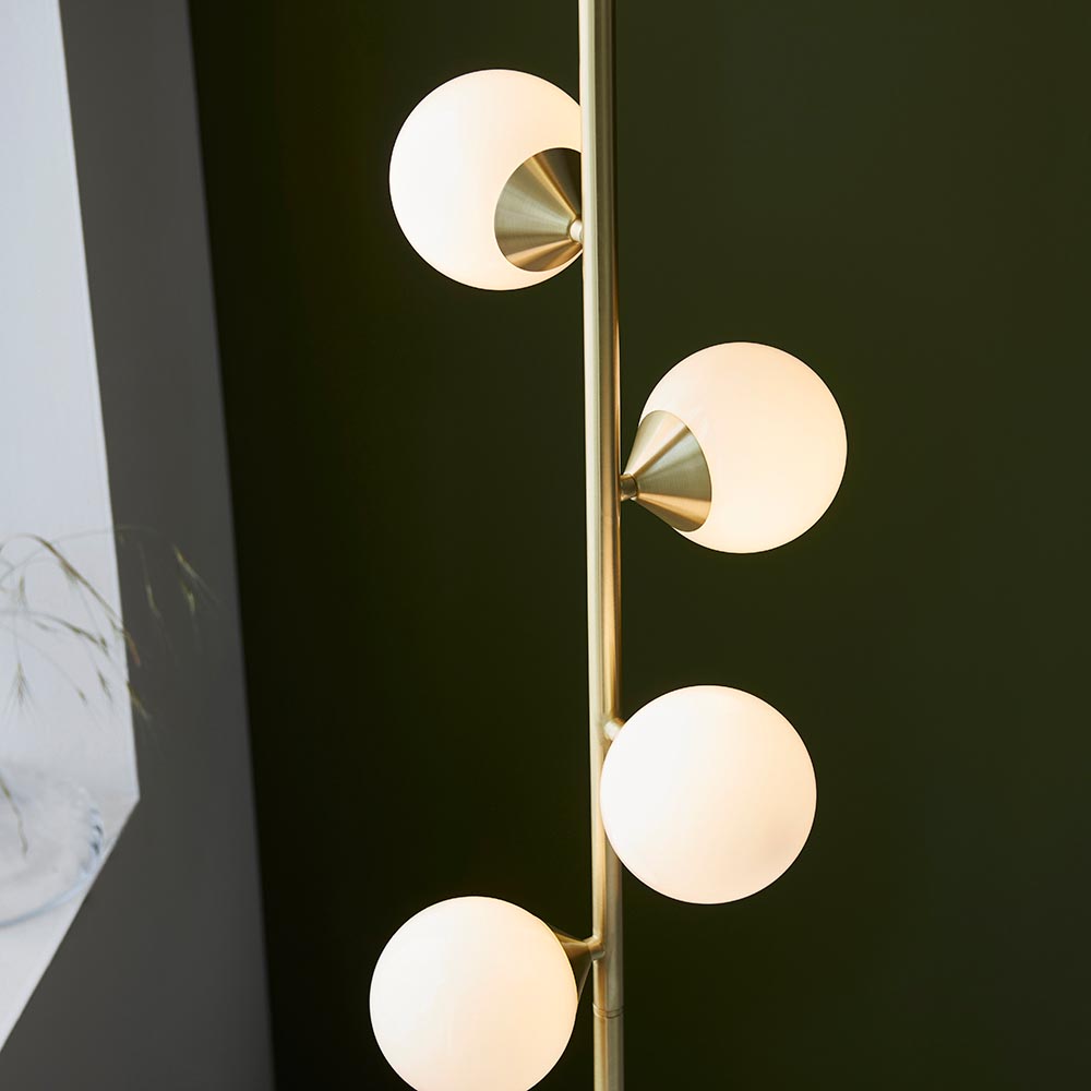 Mayetta Opal Glass Floor Lamp In Satin Brushed Gold