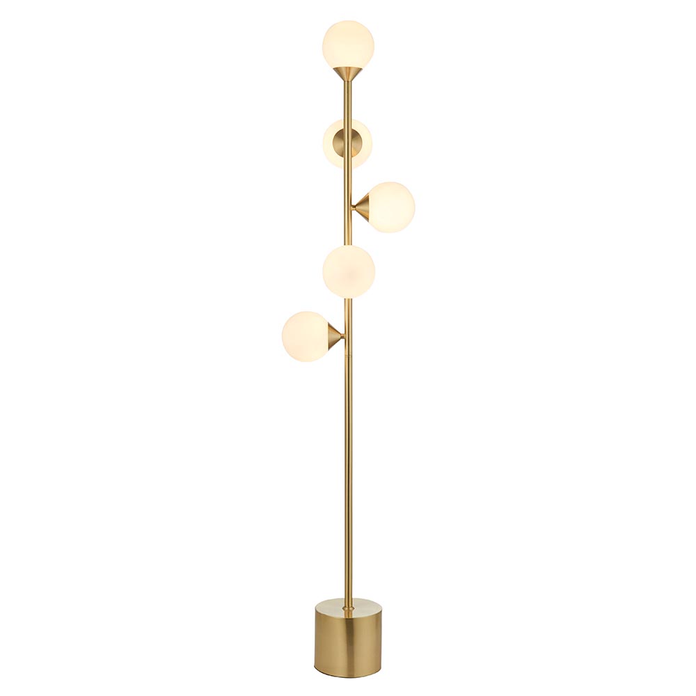 Mayetta Opal Glass Floor Lamp In Satin Brushed Gold