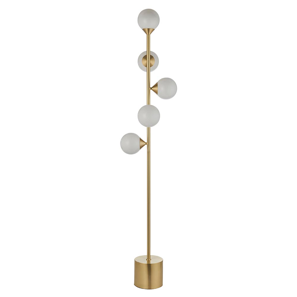 Mayetta Opal Glass Floor Lamp In Satin Brushed Gold