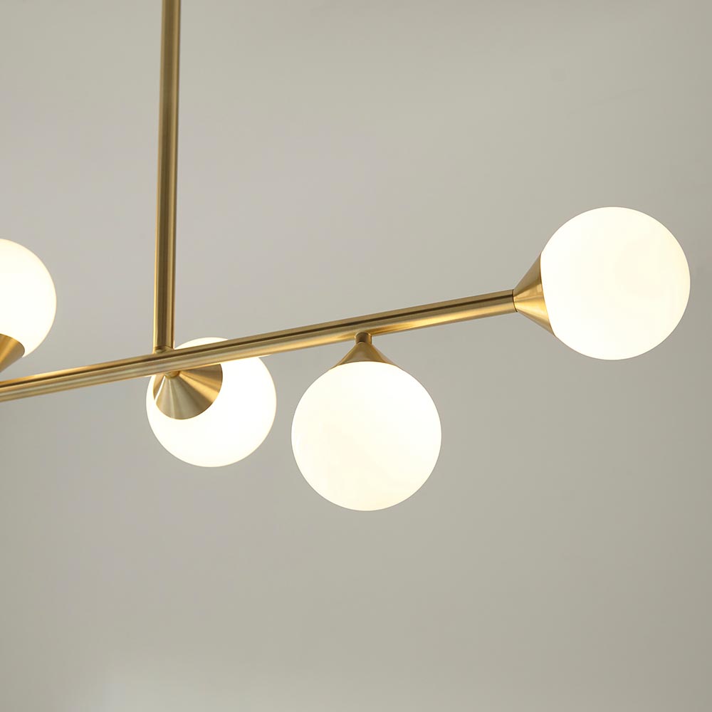 Mayetta Opal Glass Pendant Ceiling Light In Satin Brushed Gold