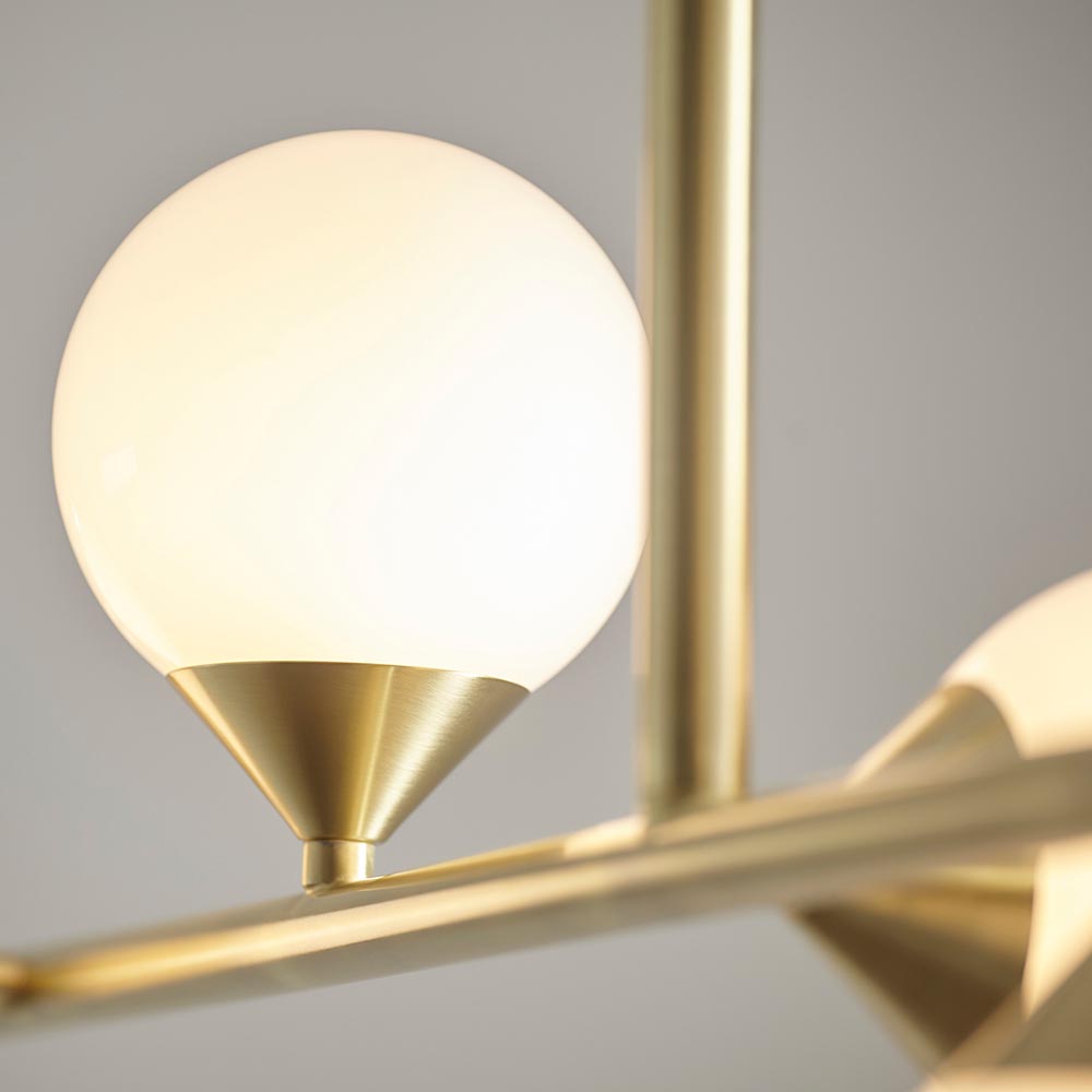 Mayetta Opal Glass Pendant Ceiling Light In Satin Brushed Gold