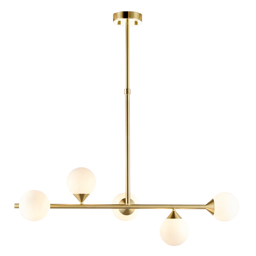 Mayetta Opal Glass Pendant Ceiling Light In Satin Brushed Gold