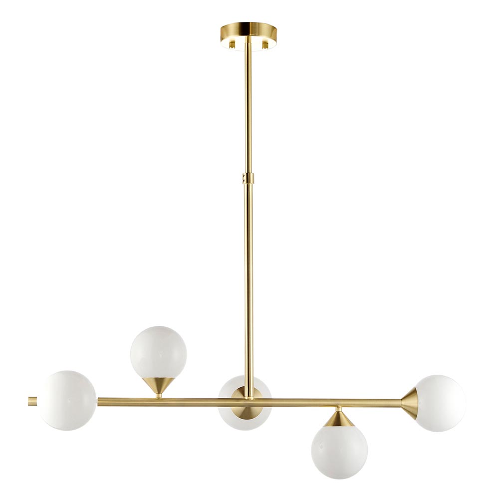 Mayetta Opal Glass Pendant Ceiling Light In Satin Brushed Gold